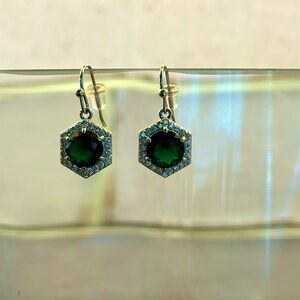 NWOT Bomb Party Sterling Club Emerald CZ Drops